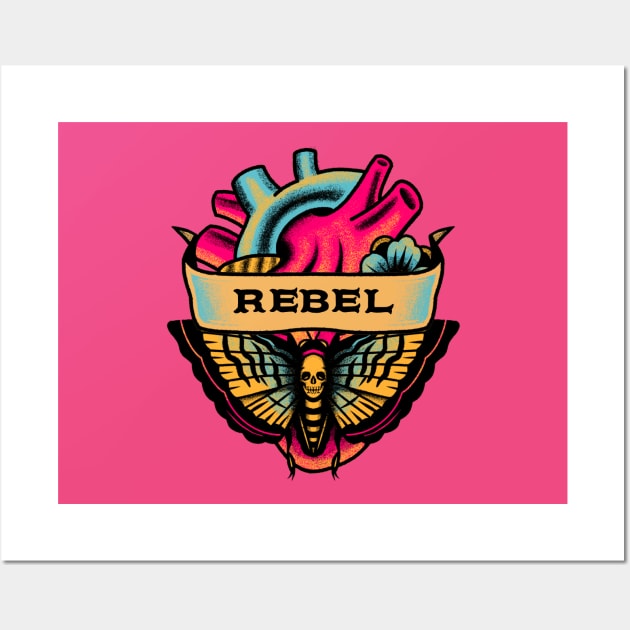 Rebel Heart Moth Totem Wall Art by JETBLACK369